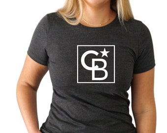 CB Logo in Middle Ladies Junior Fit T-Shirt, Coldwell Banker Logo, Women's Real Estate Fitted T-Shirt, Vinyl Logo, Please Read Description.