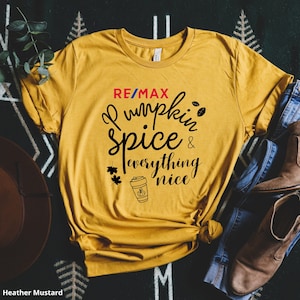 RE/MAX Pumpkin Spice and Everything Nice Unisex T-Shirt, Fall Season Real Estate T-Shirt, Autumn Realtor T-Shirt, Remax Agent Shirt. image 1