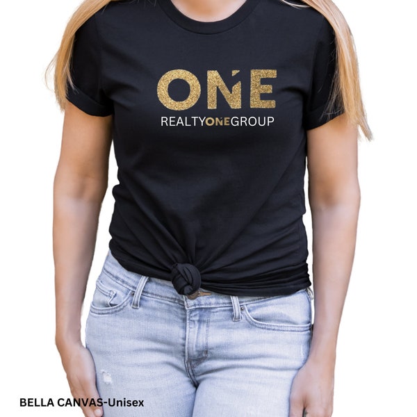 Realty One Glitter Logo T-Shirt, Bella Canvas Junior Fitted or Unisex T-Shirt, Realty One Realtor Marketing T-Shirt, Real Estate T-Shirt.