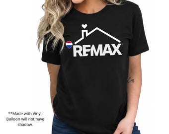 REMAX New Logo Roof & Heart T-Shirt: Bella Canvas Tee, Realtor Marketing Apparel, Vinyl.