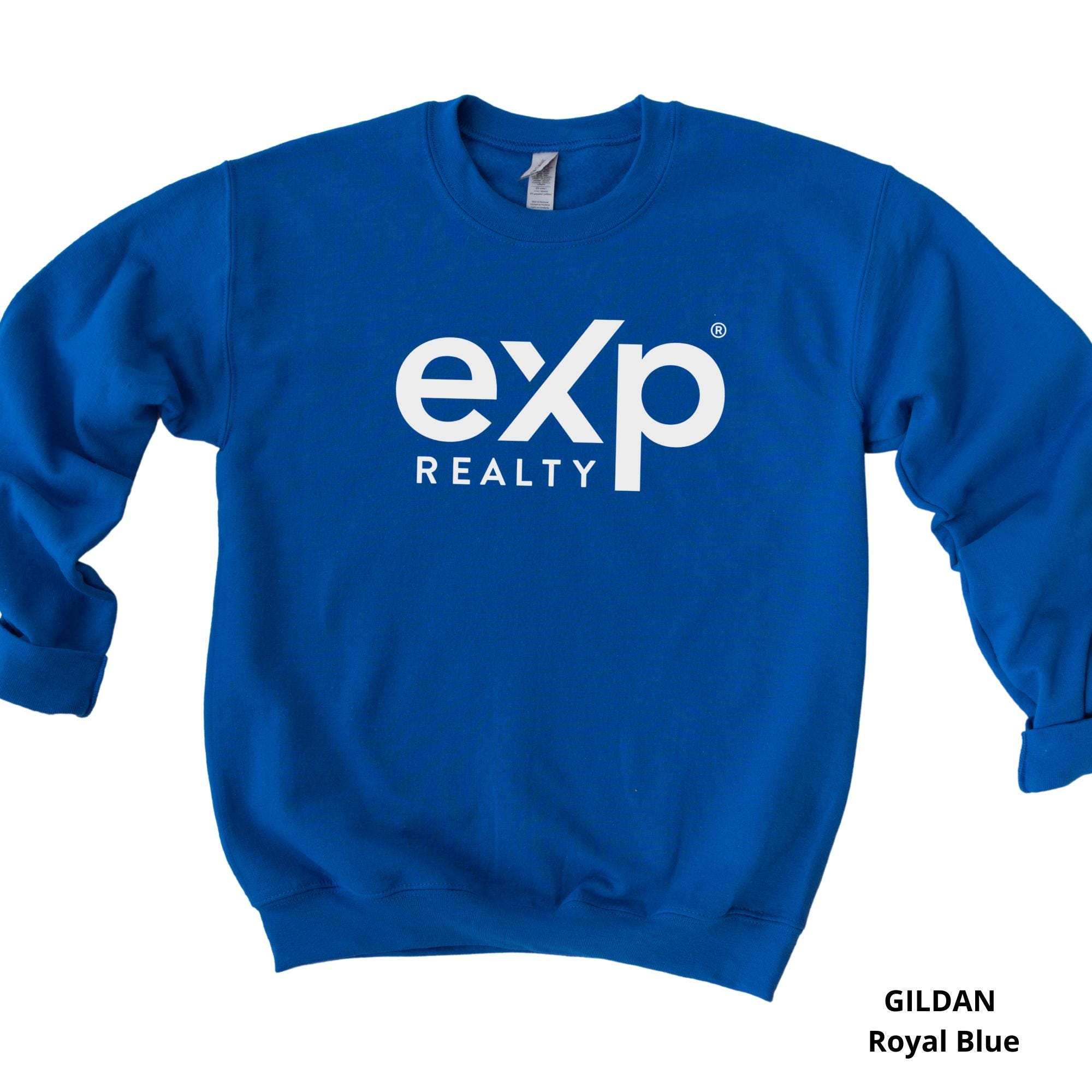 Exp Realty Crewneck Sweatshirt: Gildan Unisex Apparel, Vinyl Logo.