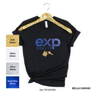 Exp Realty Glitter Logo & Keys Unisex T-Shirt, Realtor T-Shirt, Realtor Gift, Realtor Marketing Shirt, Glitter Vinyl Exp Logo, Bella Canvas.