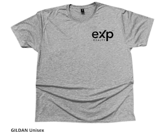 Exp Realty Unisex Performance T-Shirt: Gildan Polyester Jersey Knit Top, Vinyl Logo.