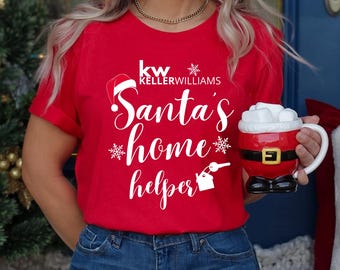 Keller Williams Christmas T-Shirt: Realtor Santa's Home Helper, Glitter Option.