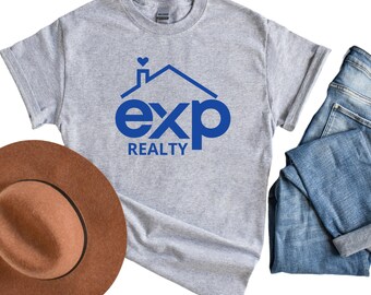 Exp Realty with Roof & Heart T-Shirt: Realtor Marketing T-Shirt, Vinyl Design.