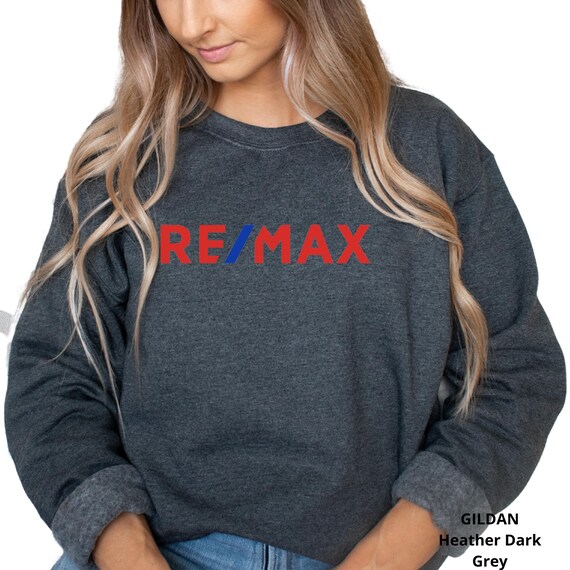 RE/MAX Logo Gildan Crewneck: Realtor Pullover Sweatshirt, Real Estate Apparel, Vinyl Logo.