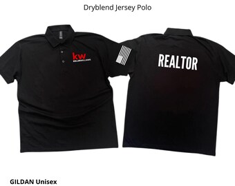 Kw Keller Williams Realtor Polo Shirt, U.S. Flag Sleeve, Dryblend Unisex Apparel, Vinyl.