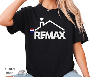REMAX New Logo Roof & Heart T-Shirt: Gildan Heavy Cotton Tee, Realtor Marketing Apparel, Vinyl.