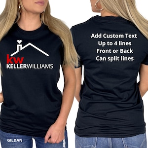 Customizable Kw Keller Williams Logo with Roof & Heart, Add Custom Text to Back, Kw Realtor Clothing, Realtor Marketing Unisex T-Shirt.