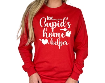 T-shirt à manches longues Keller Williams pour aide à domicile Cupid's : t-shirt de la Saint-Valentin pour agent immobilier.