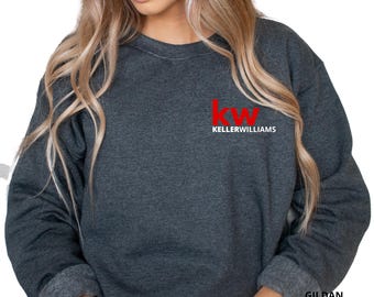 Sweat-shirt Gildan pour agent immobilier KW Keller Williams : vêtement marketing pour agent immobilier, logo en vinyle.