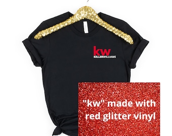 Kw Keller Williams Glitter Logo Women's T-Shirt, Keller Williams Red Glitter Vinyl Logo T-Shirt, Custom Kw Women's T-Shirt, Bella Canvas.