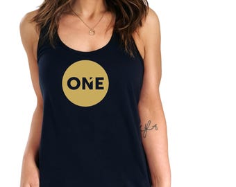 Realty One Group Women's Racerback Tank: Solid or Glitter Round Logo, Vinyl.