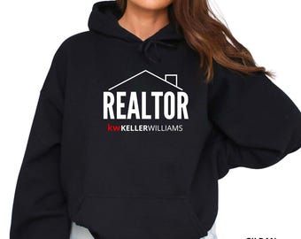 Kw Keller Williams Realtor w/Roofline: Gildan Unisex Hoodie, Real Estate Apparel, Vinyl design.