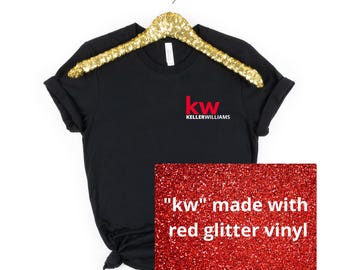 T-shirt à logo pailleté Keller Williams : t-shirt unisexe en toile Bella, vêtements marketing pour agents immobiliers.
