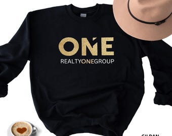 Realty One Group Glitter Logo Crewneck Sweatshirt - Gildan Unisex Realtor Apparel.
