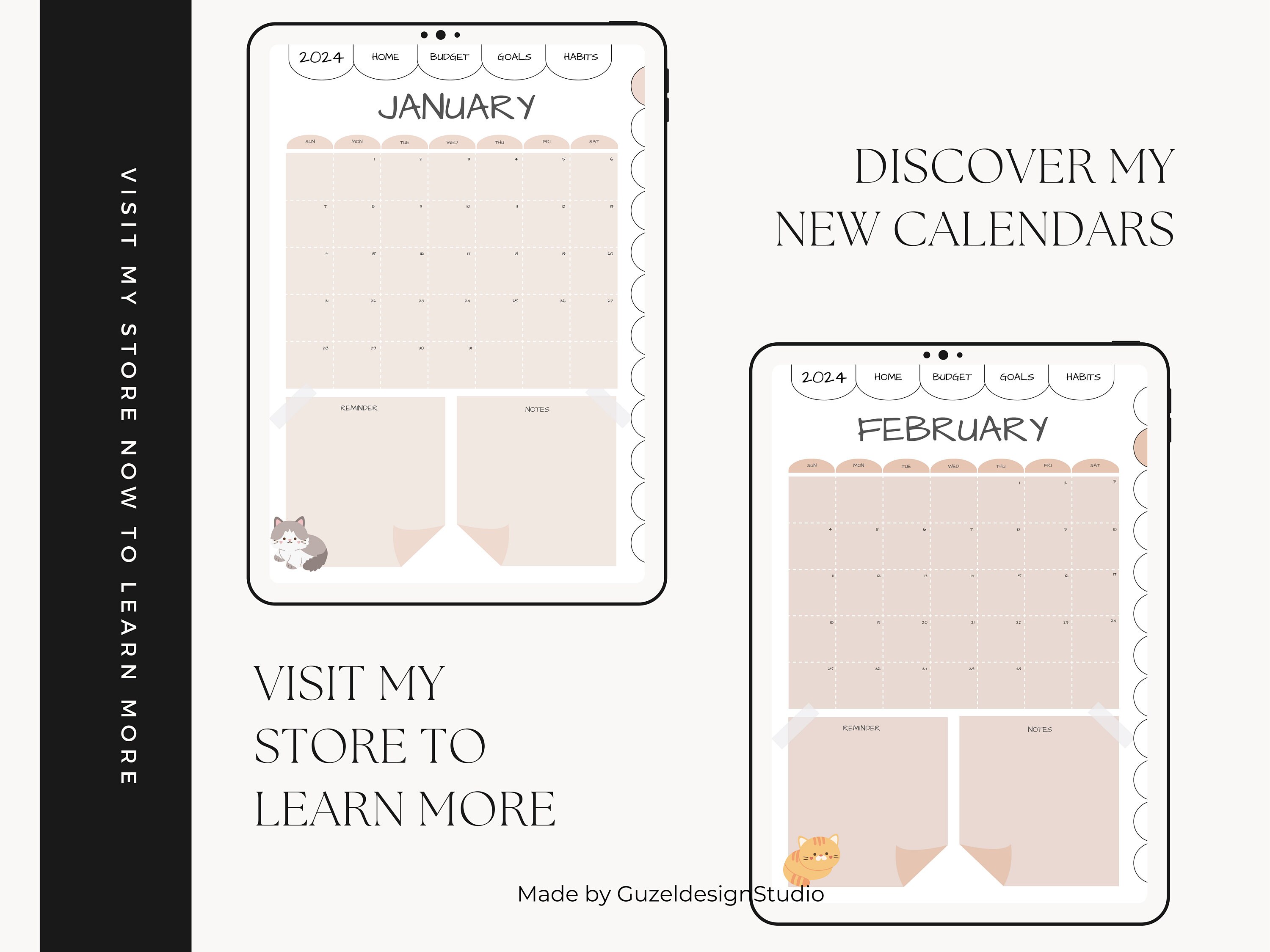Printable Monthly Calendar Designs A5 Planner ...