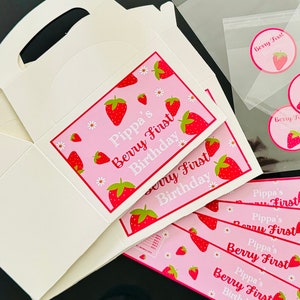 Personalised Berry First Birthday Party Box & Bag