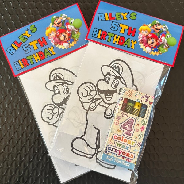 Remplisseur de sac de fête Super Mario | Pack de coloriage personnalisé | Bonbonnière
