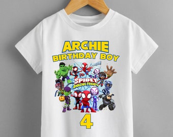 Personalised Spidey and His Amazing Friends t shirt kids boys birthday top gift
