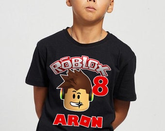 Roblox boys Personalised birthday t shirt kids boys  Fun Tee T-Shirt Top