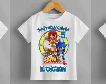 Sonic hedgehog Personalised birthday t shirt kids boys girls   Fun Tee T-Shirt Top