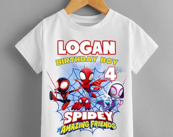 Personalised Spidey and His Amazing Friends t shirt kids boys birthday top gift