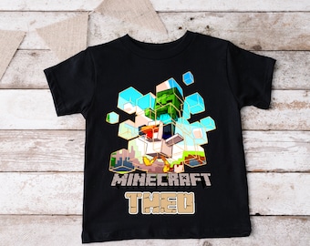 Personalized Birthday T Shirt, minecraft  Theme Party shirt Birthday Gift top