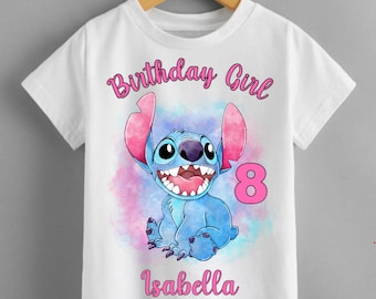 PERSONALISED Stitch (Lilo & Stitch) birthday t shirt kids girls Fun Tee T-Shirt party top