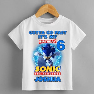 Sonic hedgehog Personalised birthday t shirt kids boys girls   Fun Tee T-Shirt Top