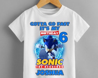 Sonic hedgehog Personalised birthday t shirt kids boys girls   Fun Tee T-Shirt Top