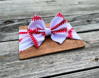 Baseball thread headwrap | Infant and toddler big bow | hair accessories | sports bow | tball | softball | mommy and me