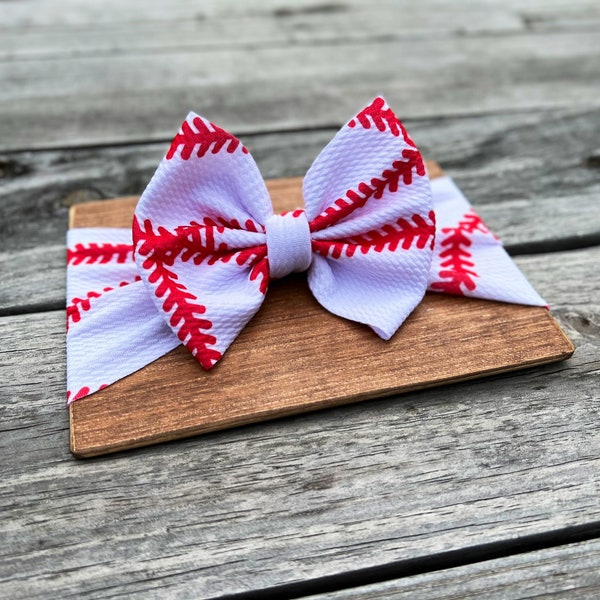 Baseball thread headwrap | Infant and toddler big bow | hair accessories | sports bow | tball | softball | mommy and me