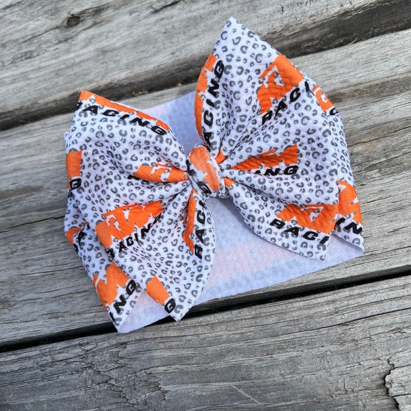 Racing headwrap | baby bows | big bows | Toddler bows | dirt bike | girly | baby shower gift