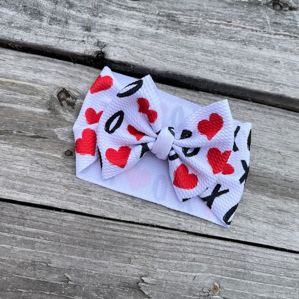 Xoxo headwrap | Valentine’s Day headwrap | Valentine’s Day bow | baby valentines headwrap | toddler Valentine’s Day bow | toddler valentines