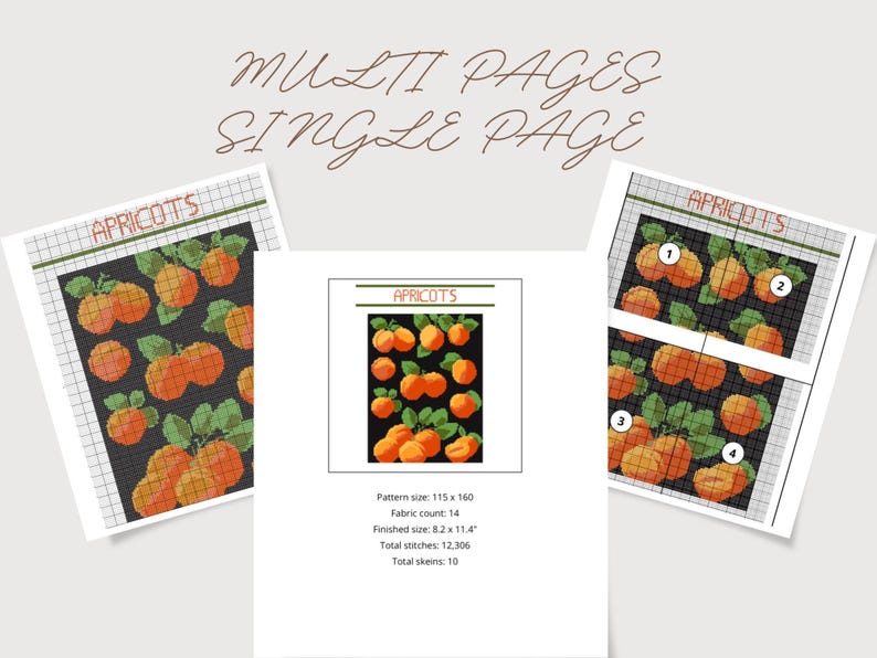 Modern Fruit Cross Stitch Pattern Set: Minimalist Kitchen Art (PDF Download) image 4