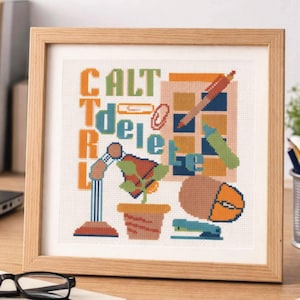 Motif de point de croix humoristique au bureau, cadeau pour programmeur, décoration de travail amusante