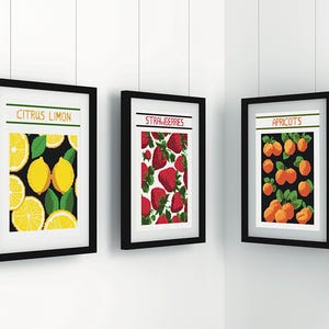 Modern Fruit Cross Stitch Pattern Set: Minimalist Kitchen Art (PDF Download) image 6