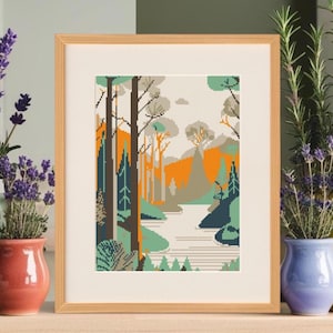 Boho Forest Cross Stitch Pattern: Abstract Landscape Art (PDF Download)