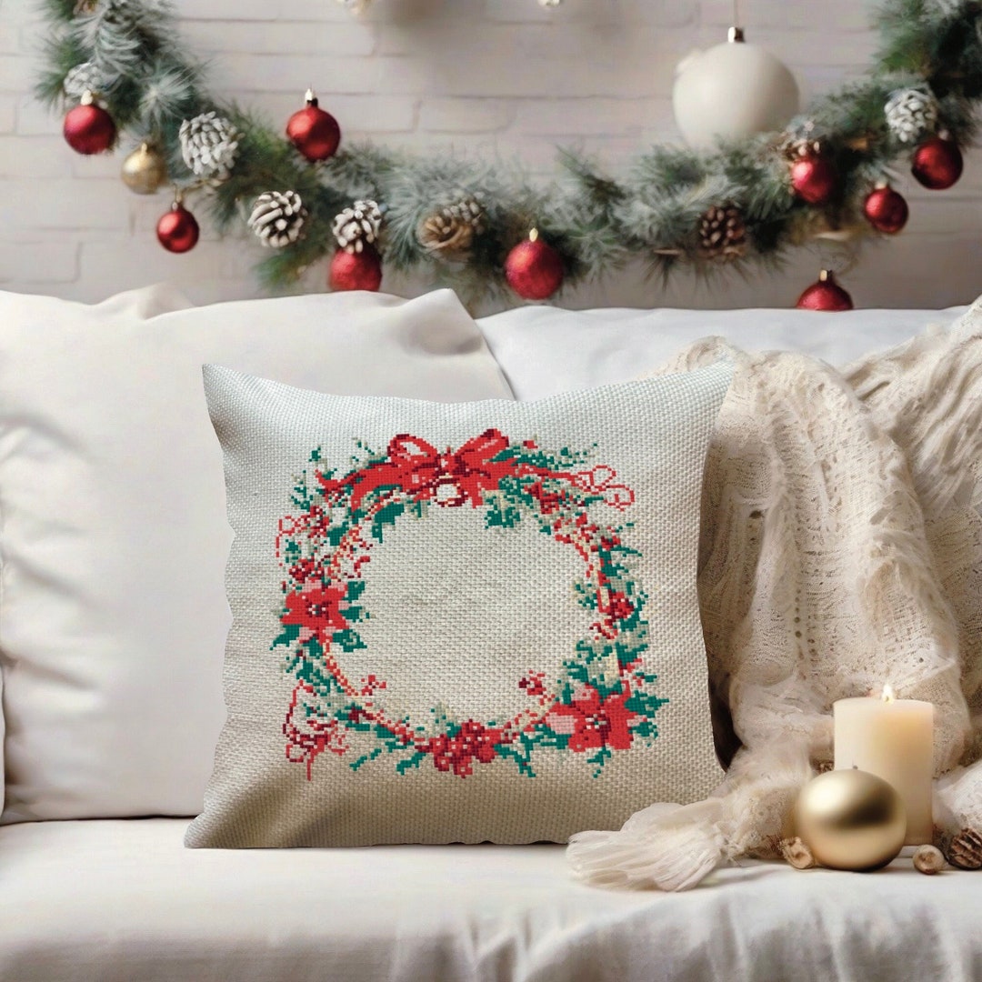 Christmas Pillow Cross Stitch Pattern Pillow Cover Christmas Etsy