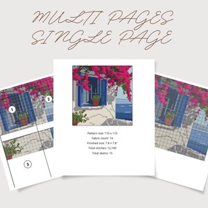 Seascape & Cottage Cross Stitch Pattern Set: Greek Island Coastal Scene (Digital Downloadable PDF Charts) image 5