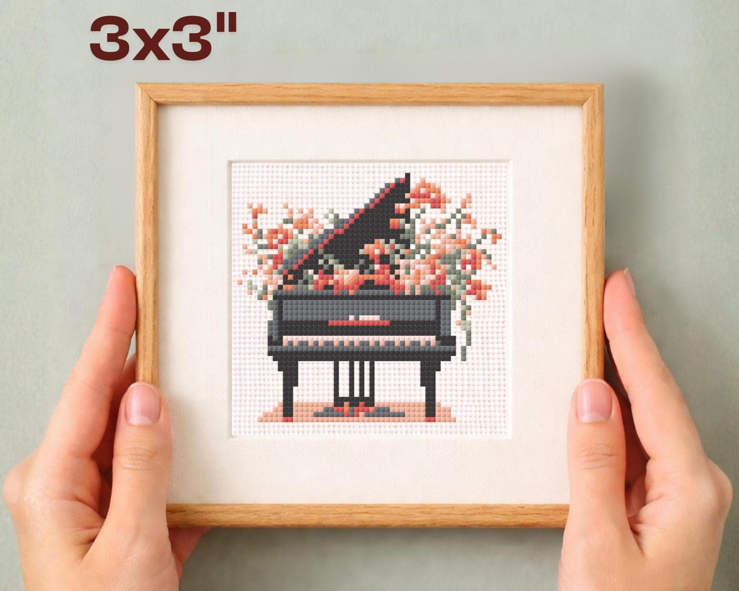 Tiny Piano Cross Stitch 3x3 Inches Pattern Pdf Download, Music
