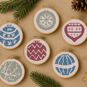 Cross Stitch Christmas Ornament Patterns for 2 inch Hoops (Digital Download)