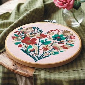 Floral Cross Stitch Pattern PDF: Nordic Folk Art Embroidery