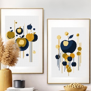 Abstrakt korsstygnsmönsterset: Modern minimalistisk gör-det-själv-väggkonst (digital nedladdning, A4-storlek)