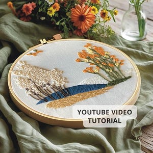 Abstract Landscape Embroidery Pattern: Beginner Hand Stitch Tutorial (Digital Download)