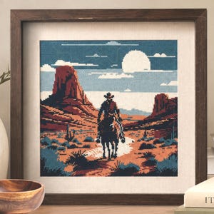 Cowboy Cross Stitch Pattern: Wild West Southwest Landscape (Digital Download)