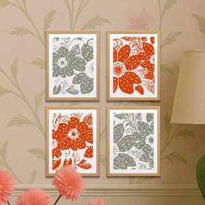Kleine set van vier kruissteekpatronen in één kleur, zwart-wit bloemen geteld kruissteek digitale download grafieken, moderne eenvoudige xstitch