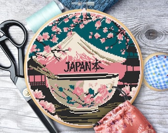 Japanese Cherry Blossoms 5 Cross-stitch Pattern Digital Download