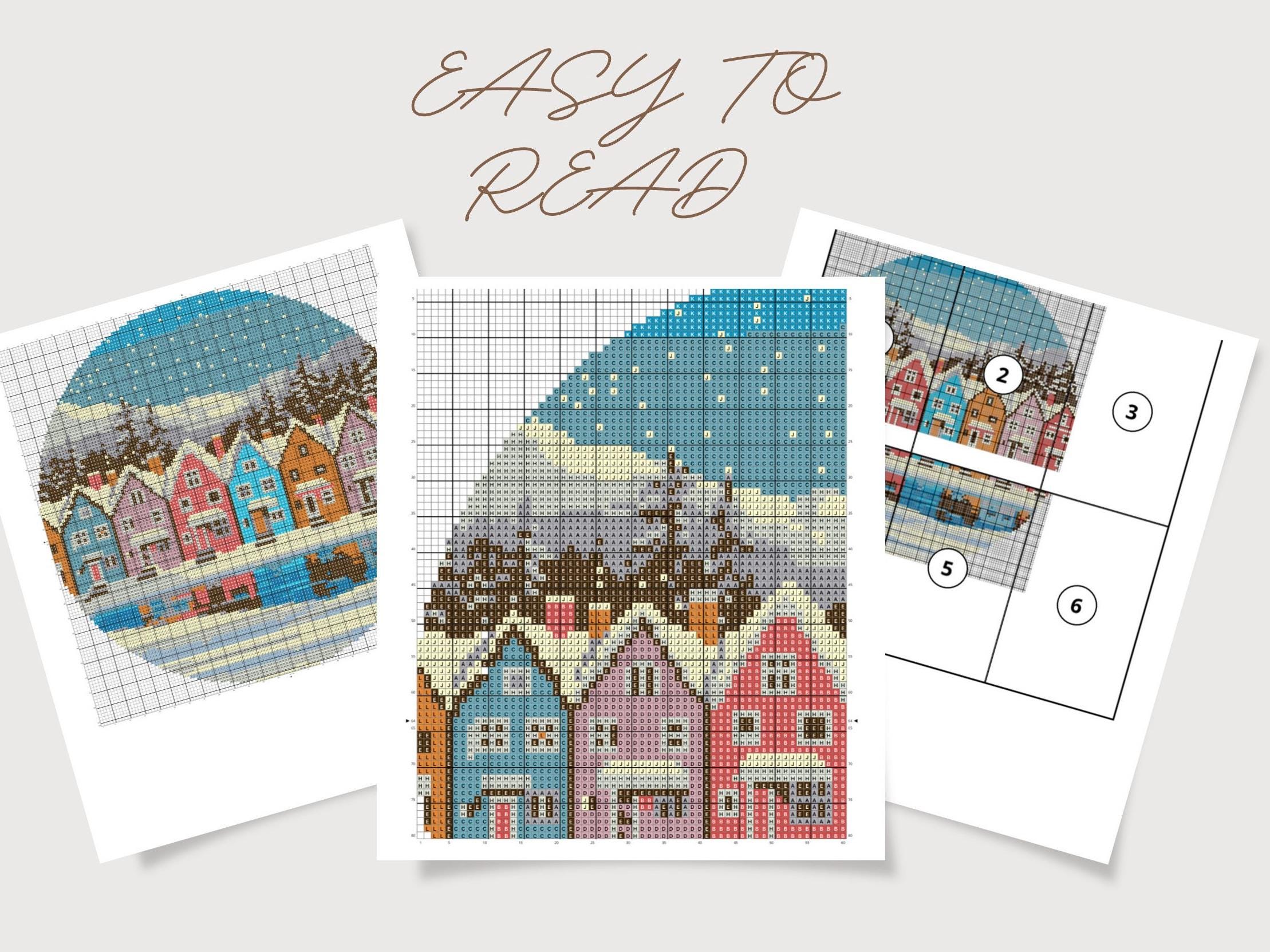 Winter Village Cross Stitch Pattern: Snowy Lake Town Landscape (PDF ...